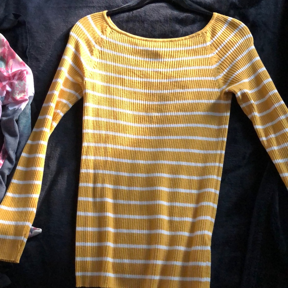 Yellow and white striped long sleeve